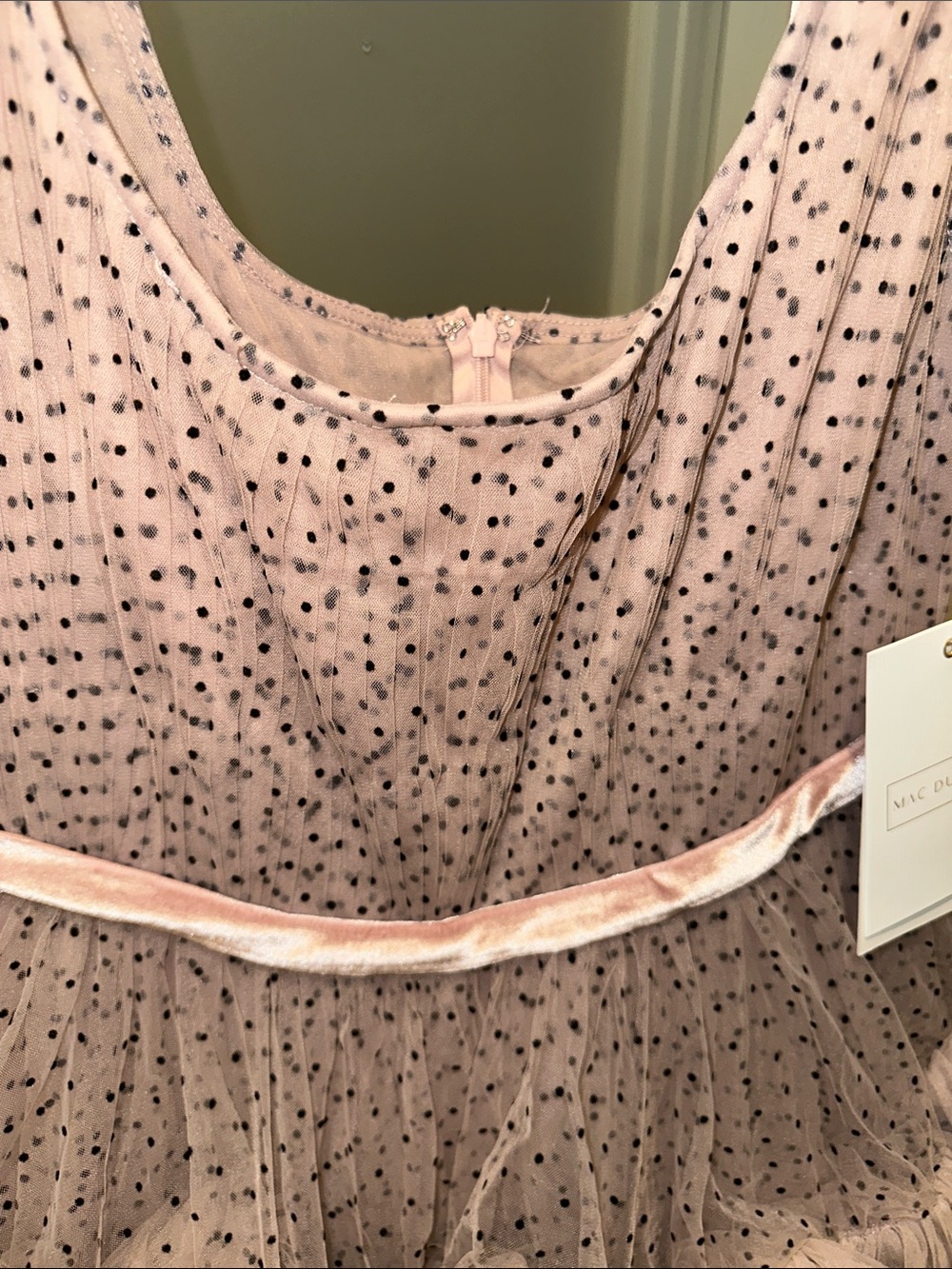 Mac Duggal 20776 Blush Black Polka Dot Tiered Ruffle Dress Anthropologie - Picture 8 of 14